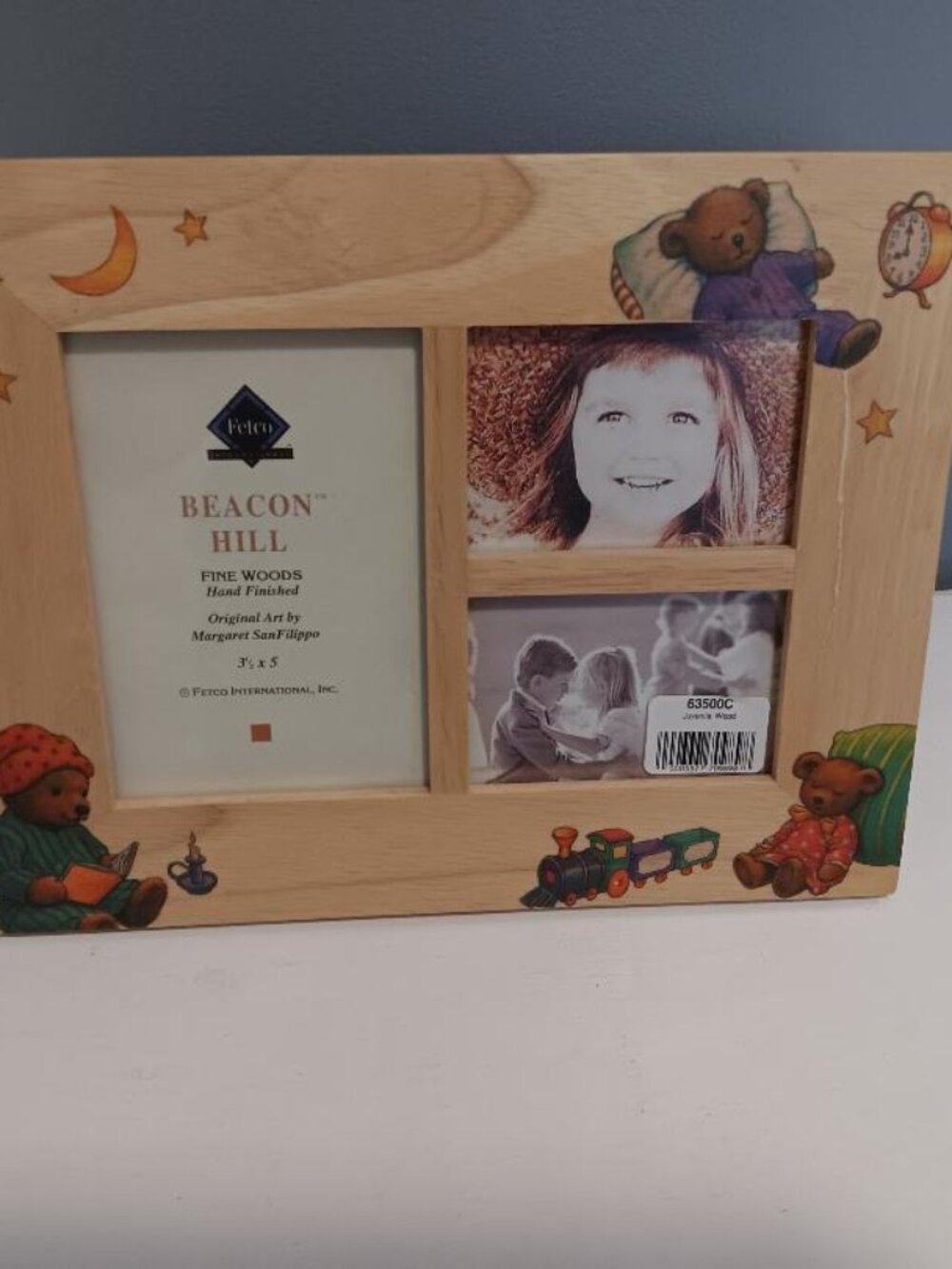 New Fetco Beacon Hill Sleepy Teddy Bear Wood Picture Frame San Filippo New Fetco